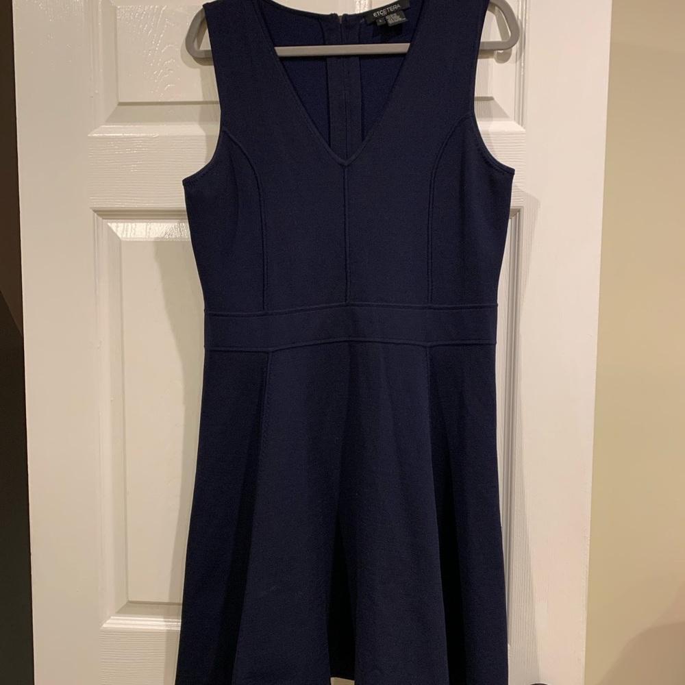 Etcetera navy seamed first and flare dress